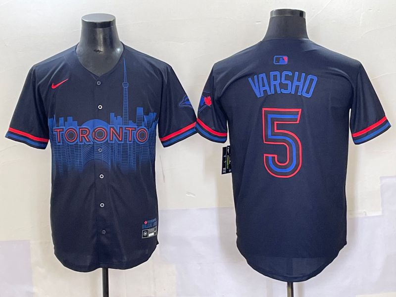 Men 2025 Toronto Blue Jays #5 Varsho Black Joint Name Nike MLB Jersey style 1